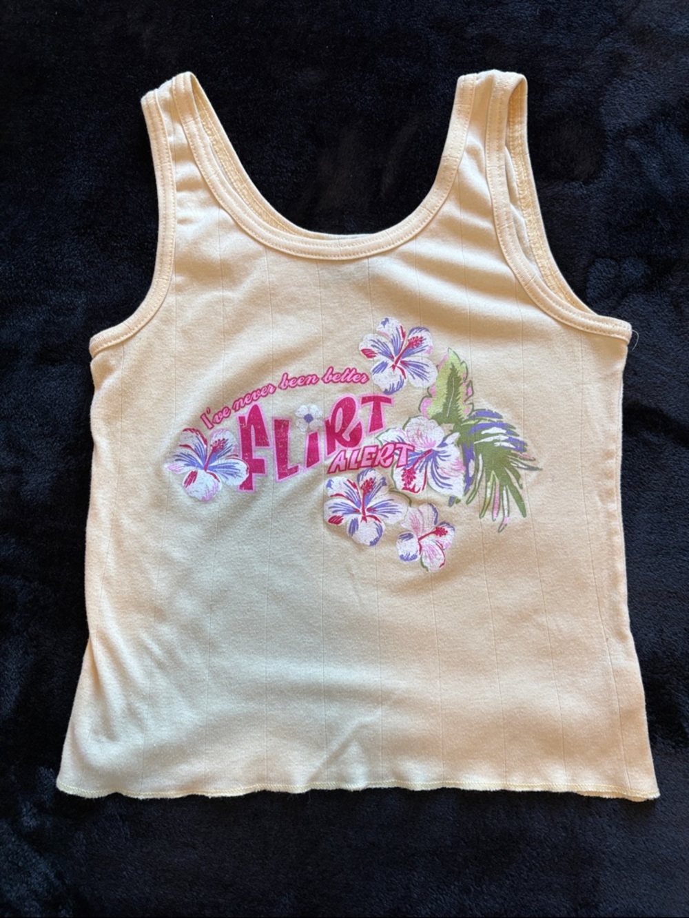 Y2K Butter Yellow Floral Graphic Tank Top